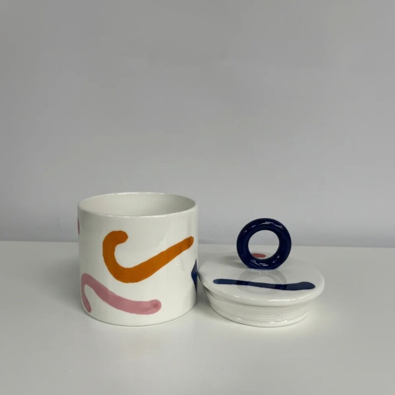QR148-01175 Frasco De Ceramica Con Tapa Que Rico - Pintura Loca