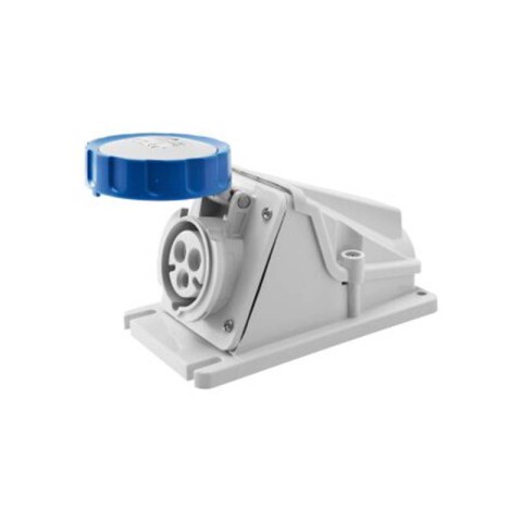 Tomacorriente exterior industrial 2P+T 16A 6H 220V azul IP67 GG2499
