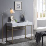 ESCRITORIO MDF/METAL 100x48x78CM DORADO/BLANCO ESCRITORIO MDF/METAL 100x48x78CM DORADO/BLANCO