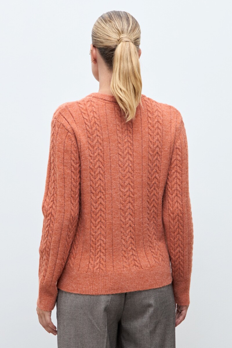 Cardigan estructuras rombos lacre