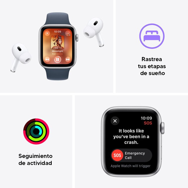 Apple Watch Se Gps 40 Mm Con Correa Deportiva M/l PLATEADO