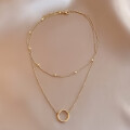 Collar de Colgante con Aro de Acero Inoxidable con Cadena Chapada en Oro Collar de Colgante con Aro de Acero Inoxidable con Cadena Chapada en Oro