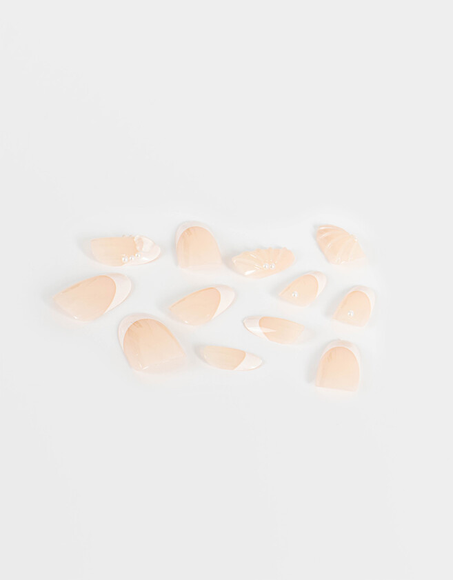 Nail Art Uñas Postizas Con Diseño Efecto 3d Almendradas - Combinacion Bicolor