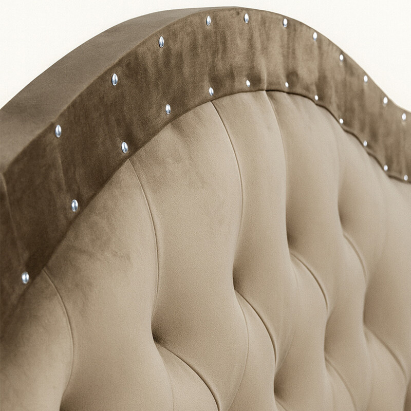 Respaldo Curvo De Sommier Ltc De Madera Forrado En Suede Marrón Respaldo Curvo De Sommier Ltc De Madera Forrado En Suede Marrón
