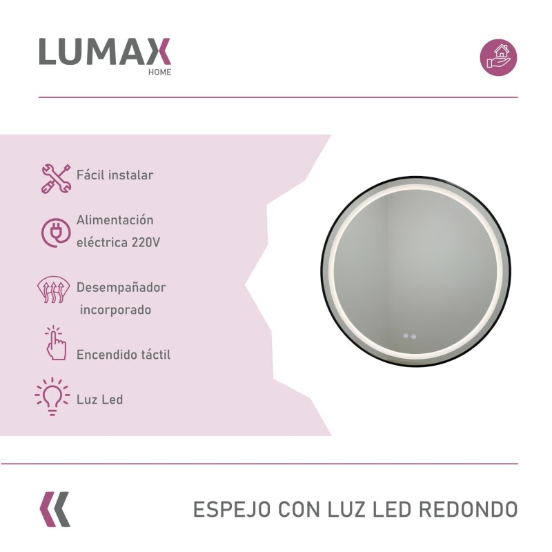 Espejo redondo Luz Led Lumax 80 cm Espejo redondo Luz Led Lumax 80 cm