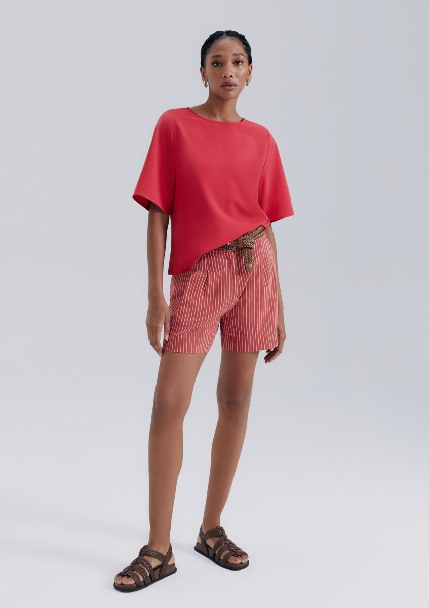 BLUSA FEM - ROJO/AZUL MARINO/BLANCO 