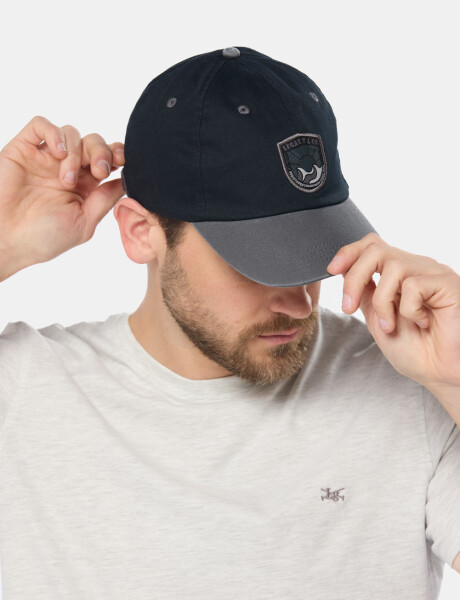 GORRO VISERA DE LONA CON PARCHE TEJIDO Negro