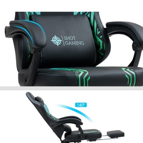 SILLA GAMER GAMING SHOT-VENOM COLOR VERDE Y NEGRO 001