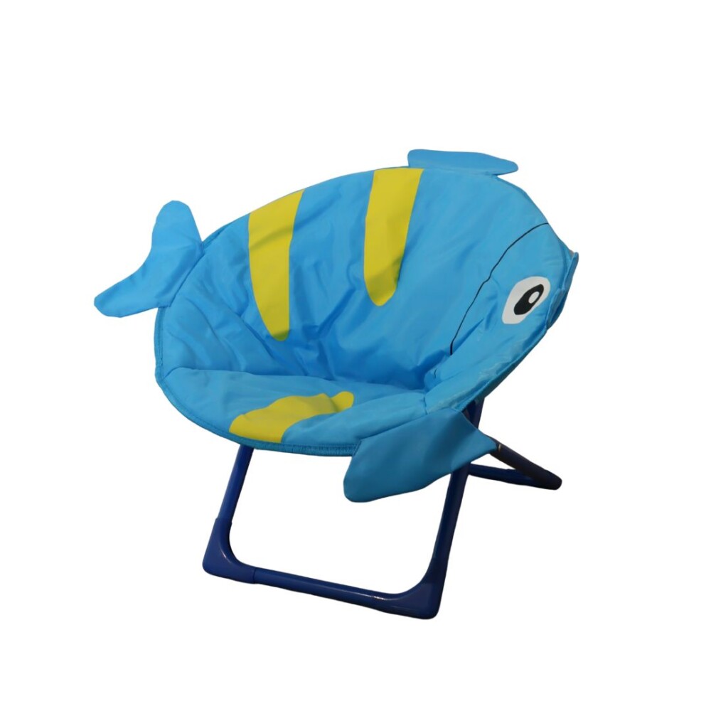 Silla Honguito Infantil Plegable de Metal Pez Azul