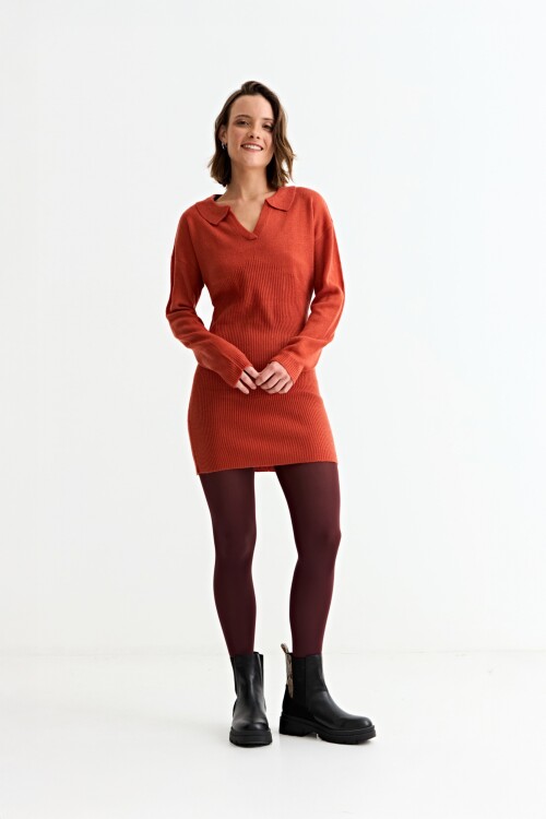 Vestido tejido cuello polo LACRE