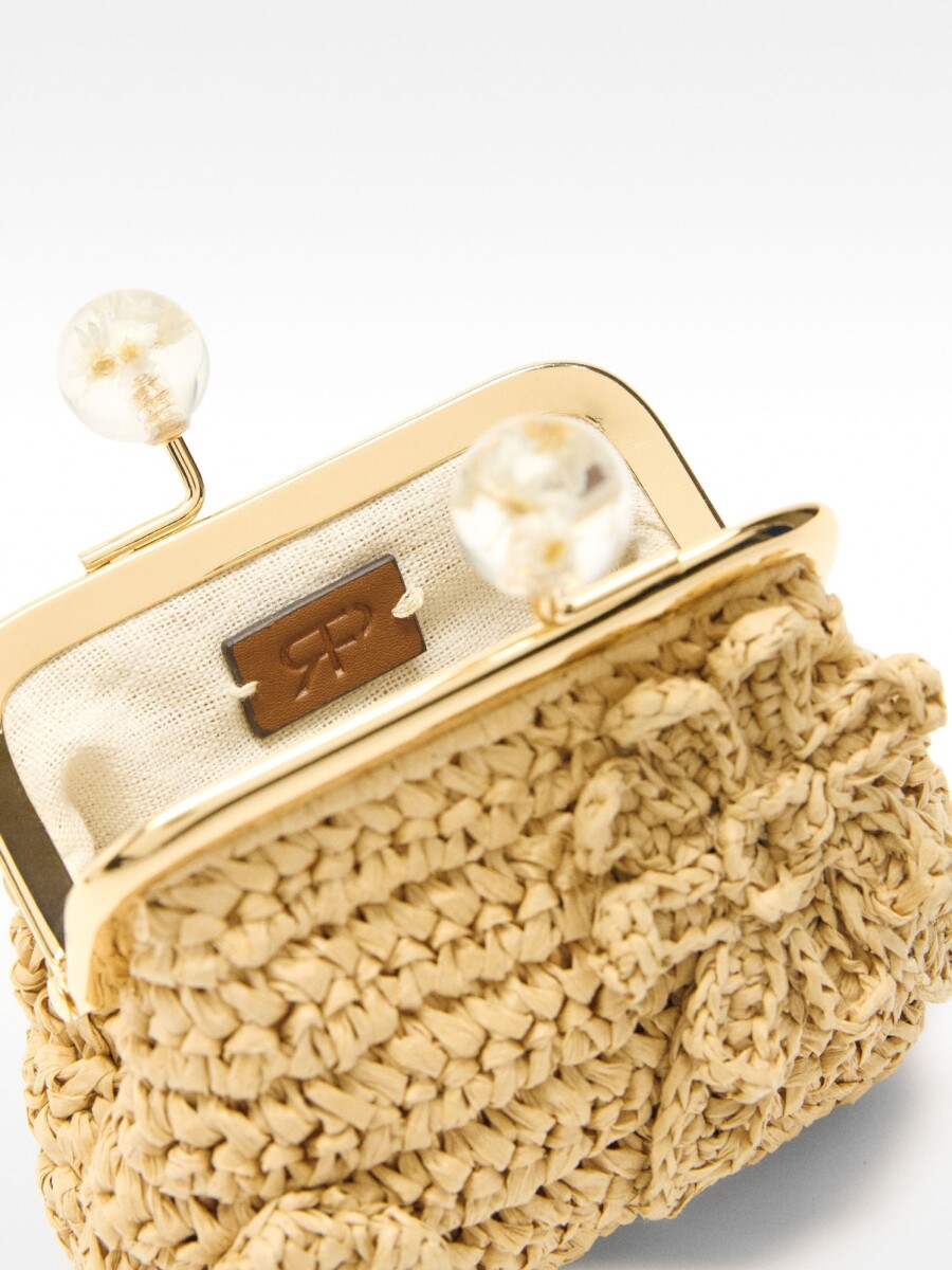 Monedero Con Efecto Rafia beige