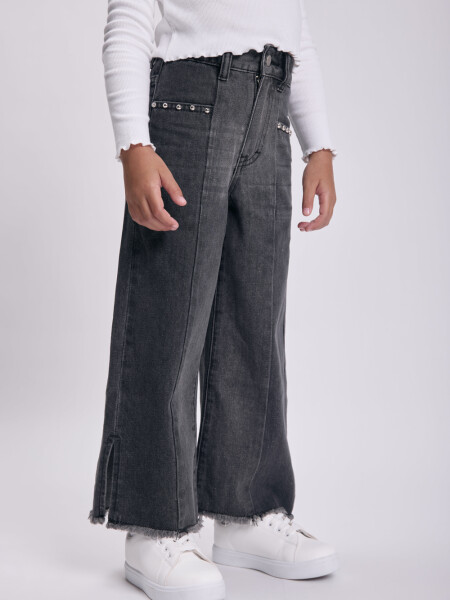 Pantalón jean ancho corte Gris