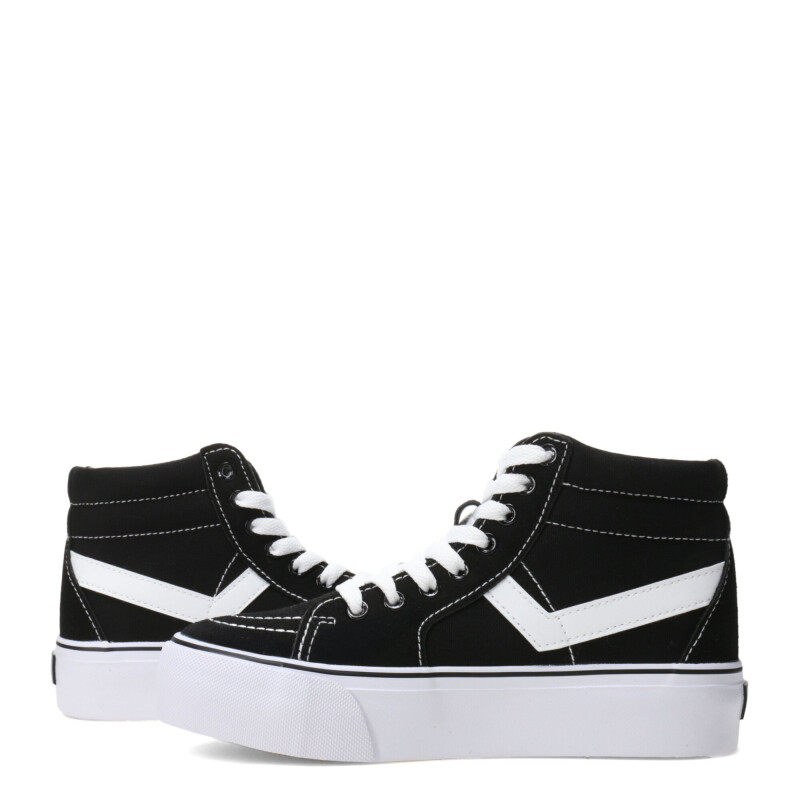 Bota Unisex PONY Plataforma Casual Lona Negro - Blanco