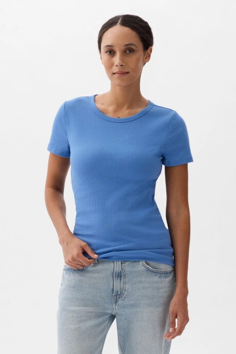 Remera Rib Manga Corta Mujer Cabana Blue 602