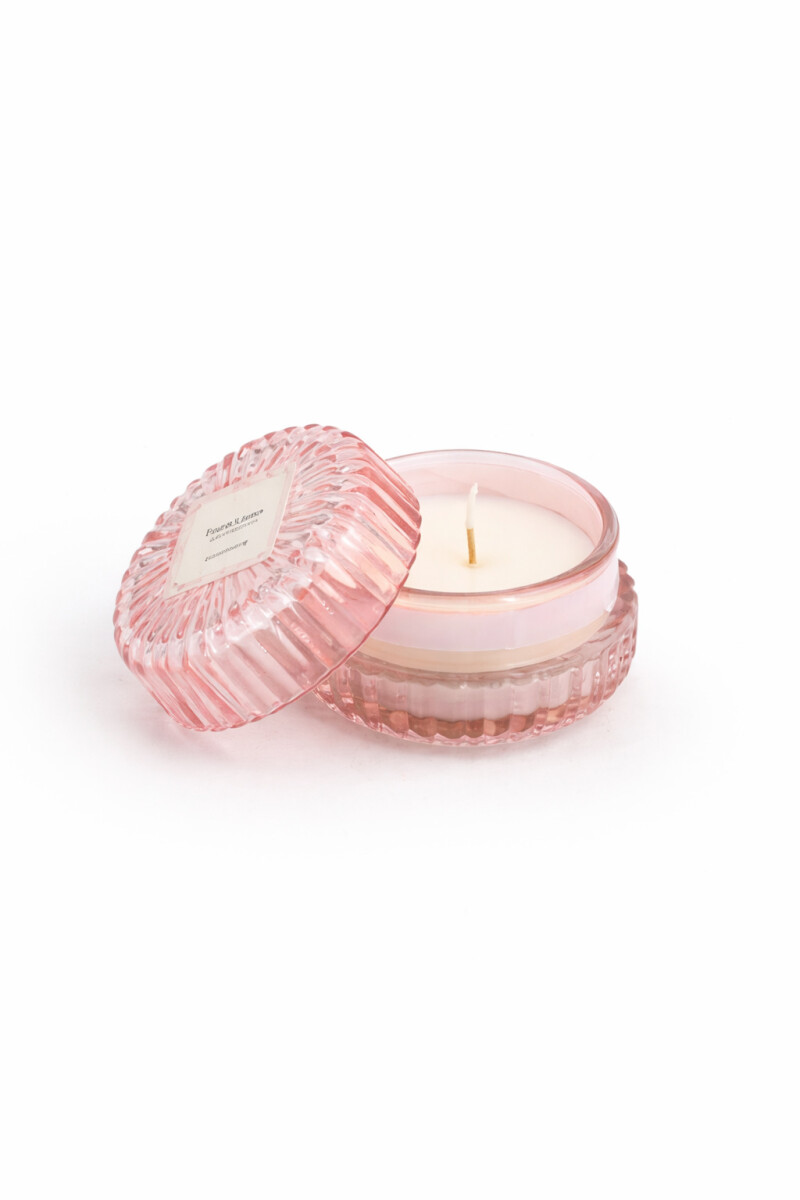 VELA EN FRASCO CON TAPA - ROSADO 