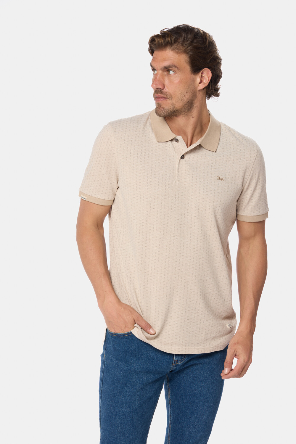 REMERA POLO ESTAMPADA Beige