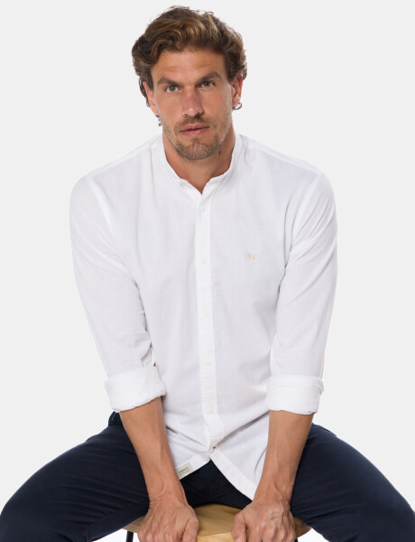 CAMISA DE LINO CUELLO MAO Blanco