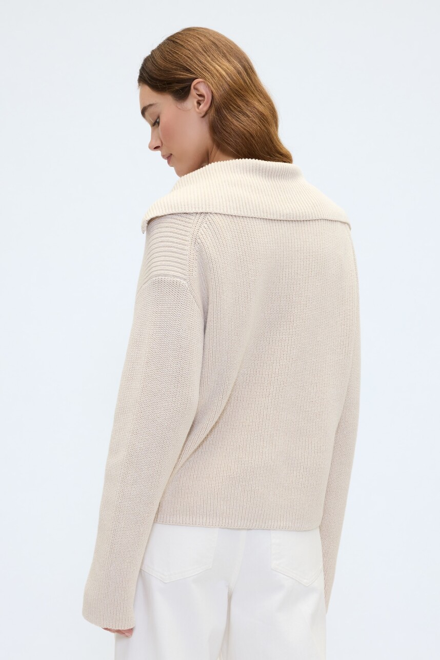 Buzo Medio Cierre Algodón Mujer Milk