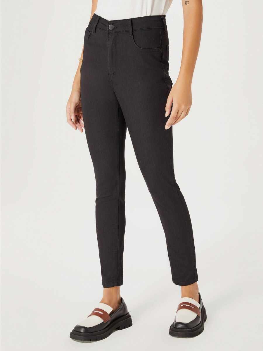 PANTALÓN DE JEAN CINTURA MEDIA SKINNY - NEGRO 