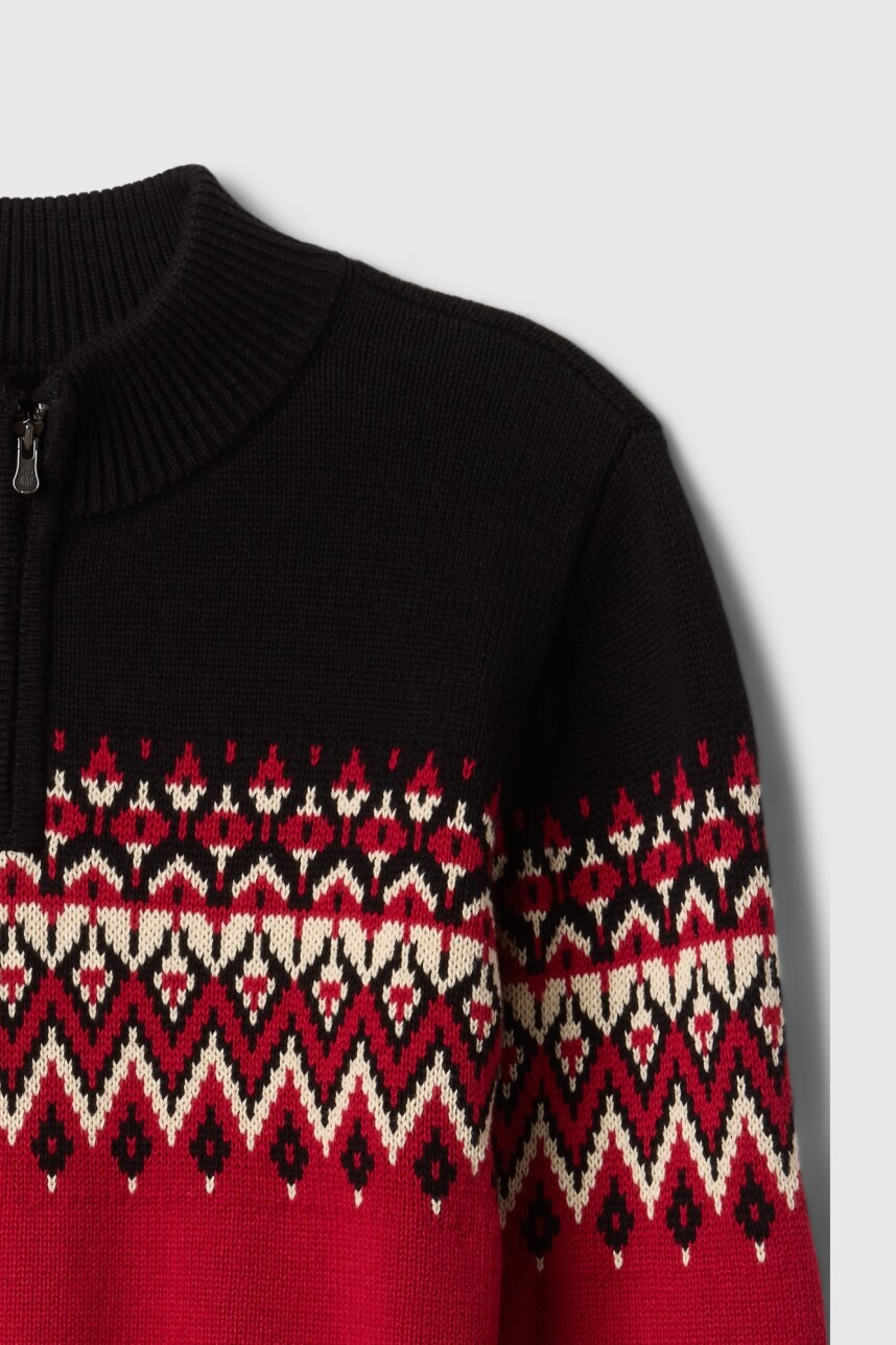 Buzo Medio Cierre Fair Isle Niño Red Delicious