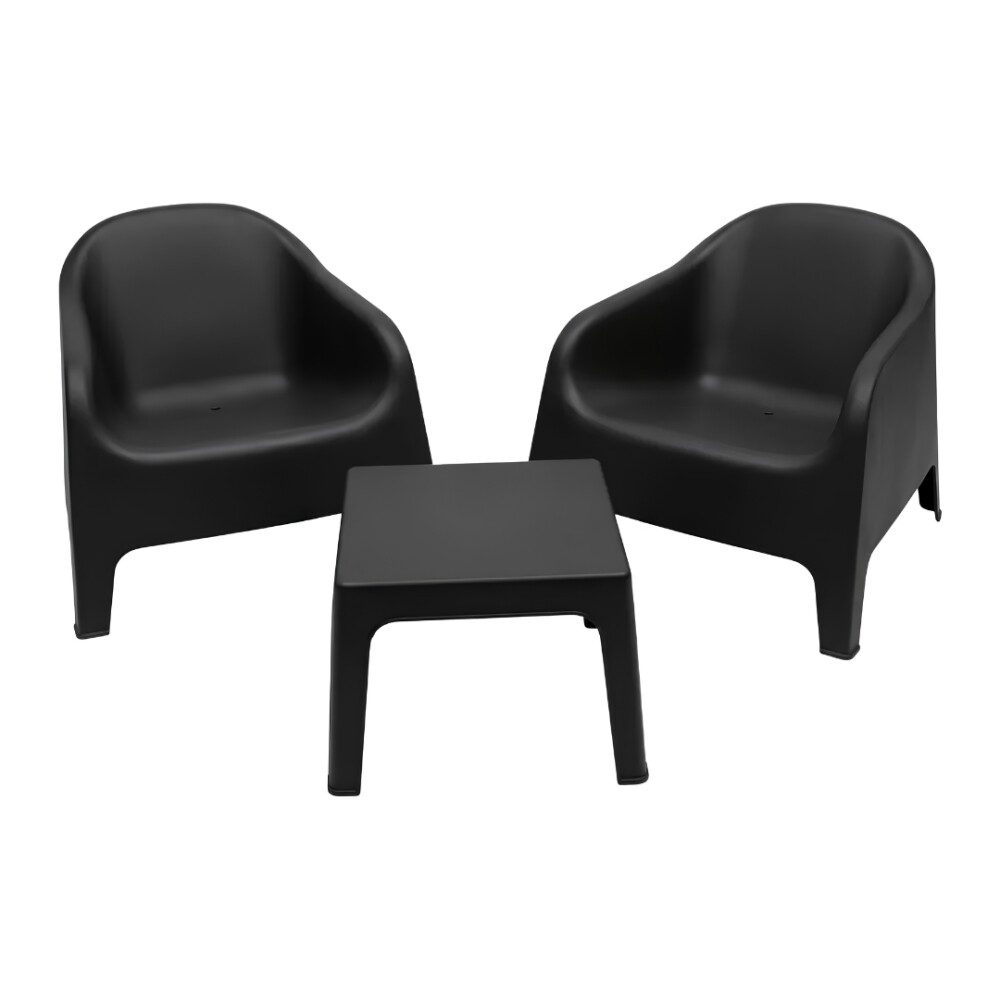 Juego De Jardín Skarpo - 2 Sillas + Mesa Master Apilables Negro