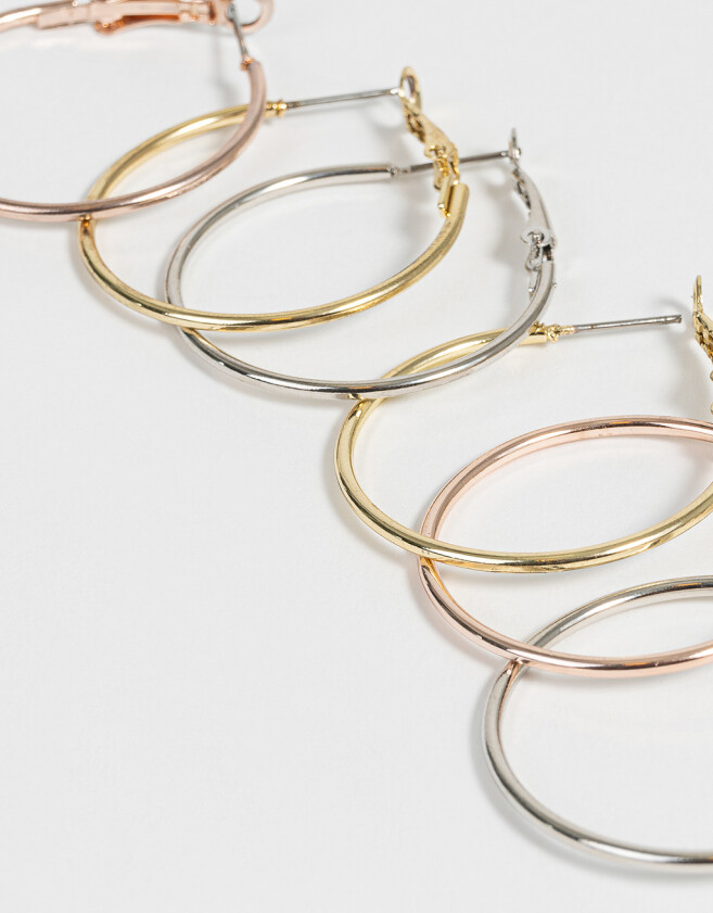 Aros Argollas Set Mix plaiting Set De Argollas - Combinacion Tricolor