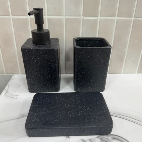 Set accesorios para baño cerámica pintitas negro Set accesorios para baño cerámica pintitas negro