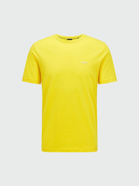BOSS -Remera básica de algodón, regular fit, TEE CURVED Amarillo