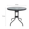 Mesa de Patio de Hierro y Vidrio Redonda Negra 80cm Mesa de Patio de Hierro y Vidrio Redonda Negra 80cm
