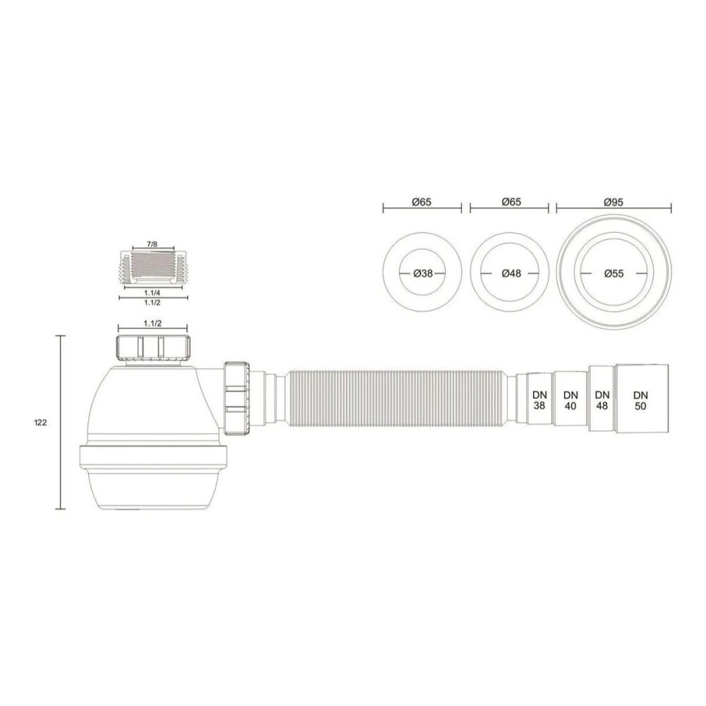 Sifón botella plástico universal Blukit Negro Sifón Botella Plástico Universal Blukit Negro