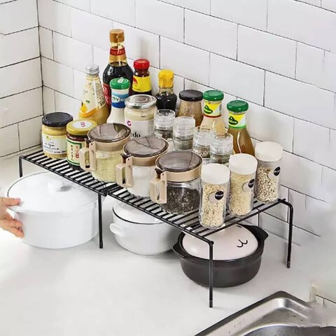 Estante organizador alacena extensible cocina baño Negro