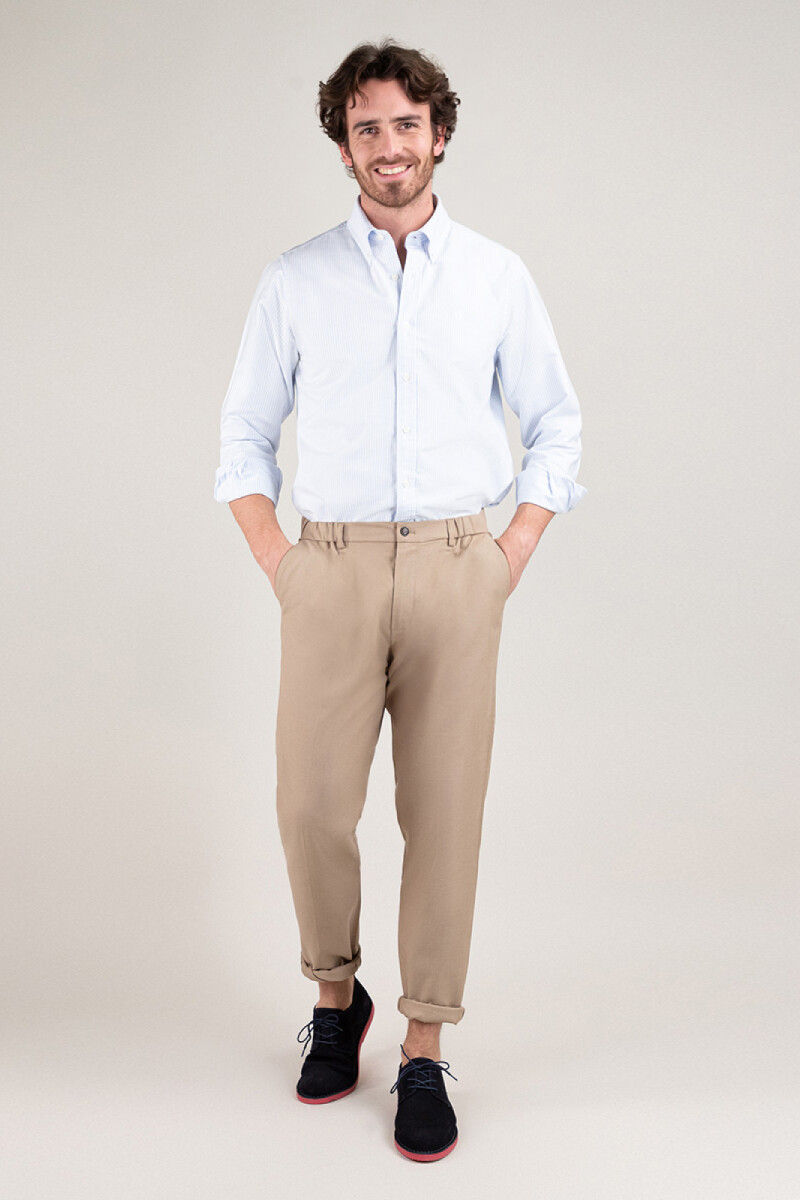 Camisa Oxford El Ganso Rayas Yale Celeste Blanco