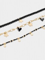Set De Collares Cortos Con Abalorios negro