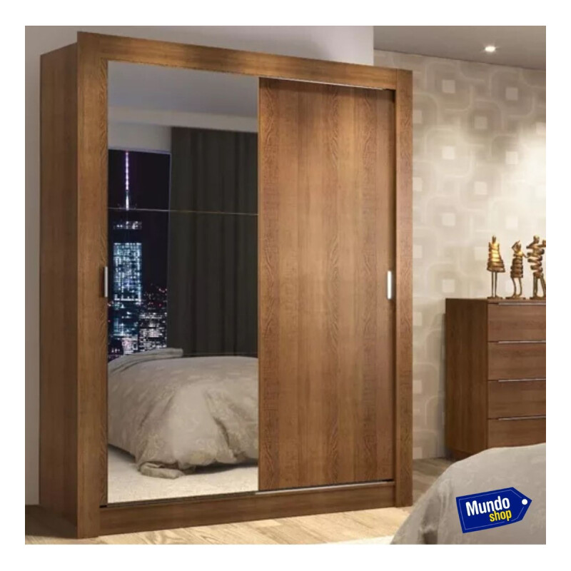 Ropero Placard 2 Puertas Corredizas 1 Espejo Denver Marrón