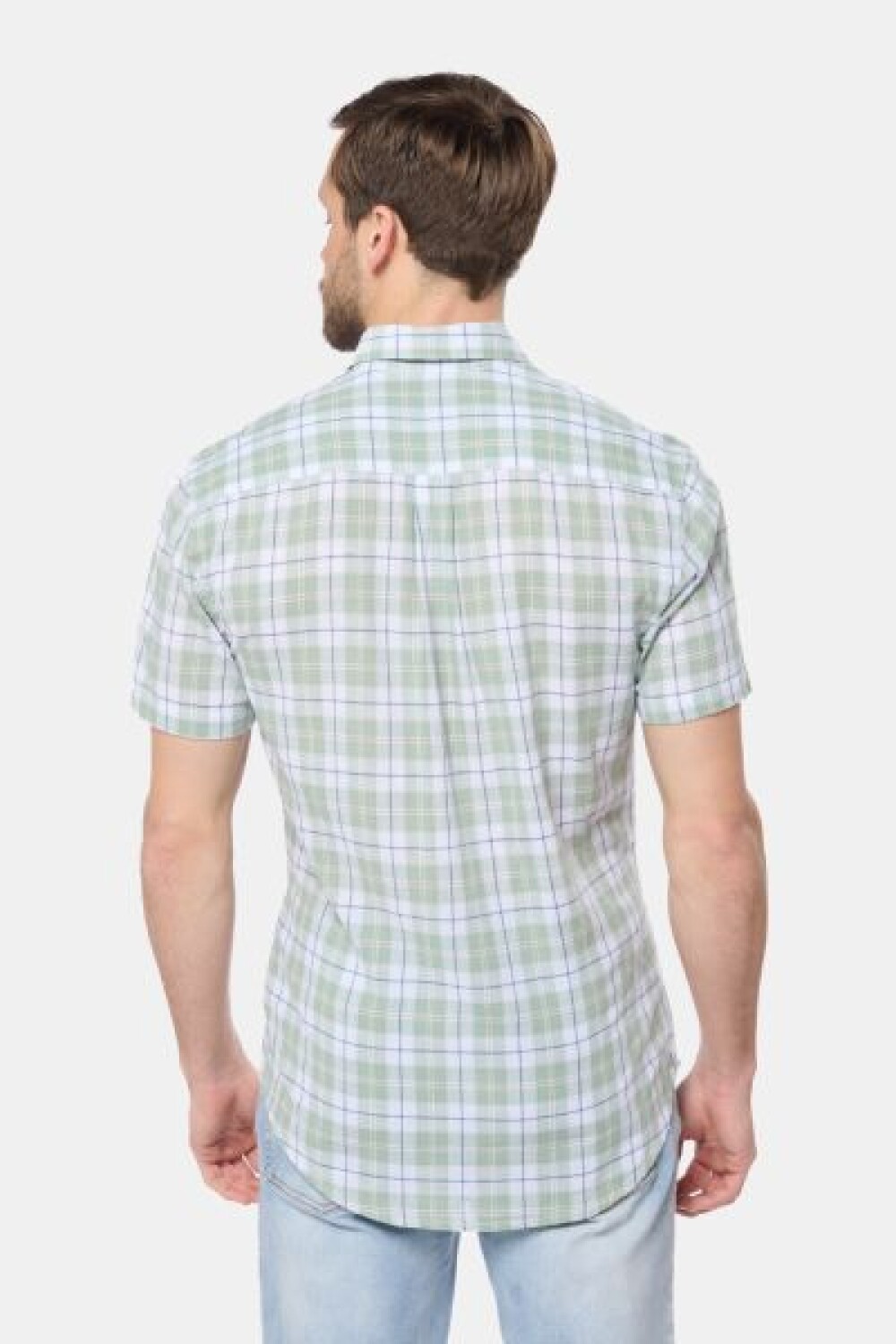 CAMISA DE LINO A CUADROS Verde