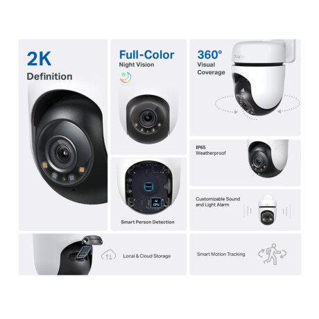 Cámara De Seguridad Tp-Link Tapo C510w Exterior Visión Nocturna 2K 360° 001