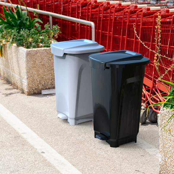 Basurero "T-FORCE" 50 Lt. en polipropileno gris -TRAMONTINA TD0450