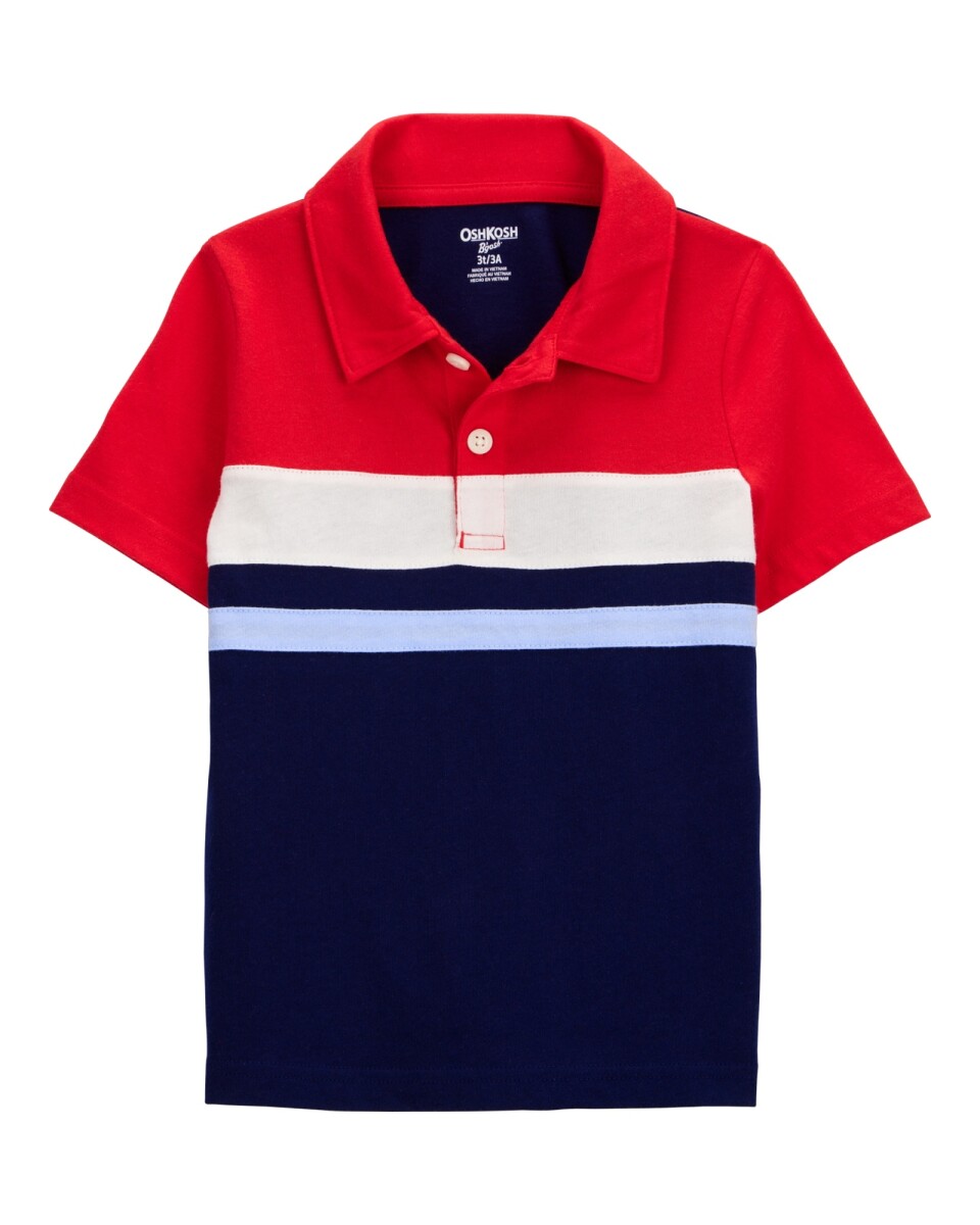 Remera polo de algodón, diseño colorblock 