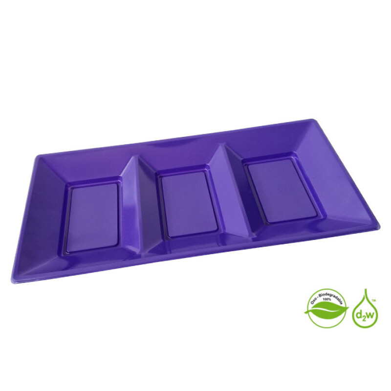 Bandeja Biodegradable Rectangular x3 Unidades Morado
