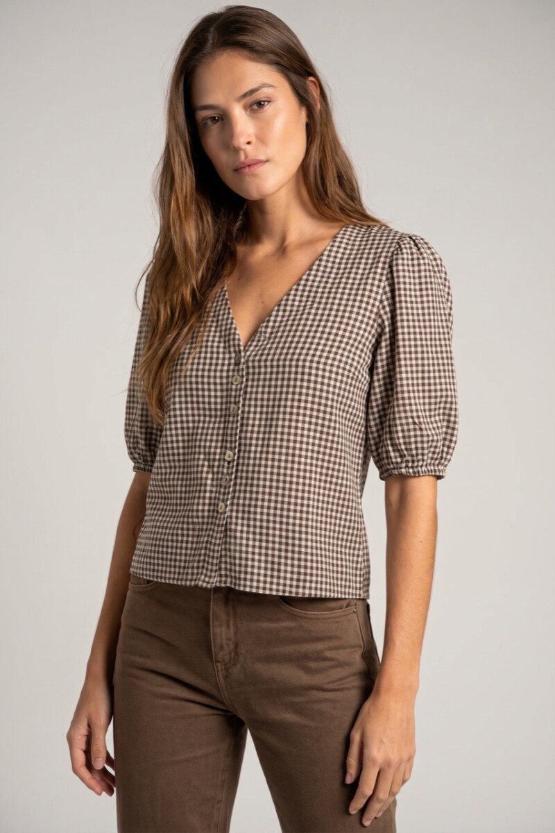 Blusa Gingham Chocolate