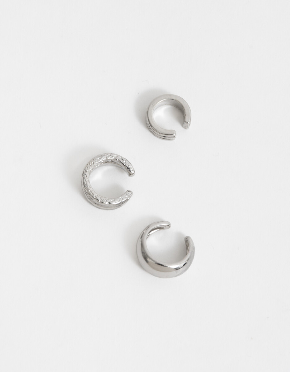 Set De Earcuff De Metal Plateado 