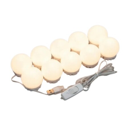 Set Luces Led P/Espejo Maquillaje 10 Focos + SPA Facial 5En1 Blanco Frío