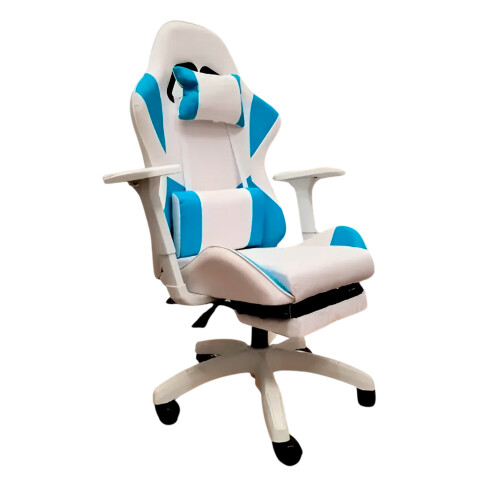Silla Gamer Reclinable Reforzada Apoyapies Comoda Premium Ax Variante Color Celeste