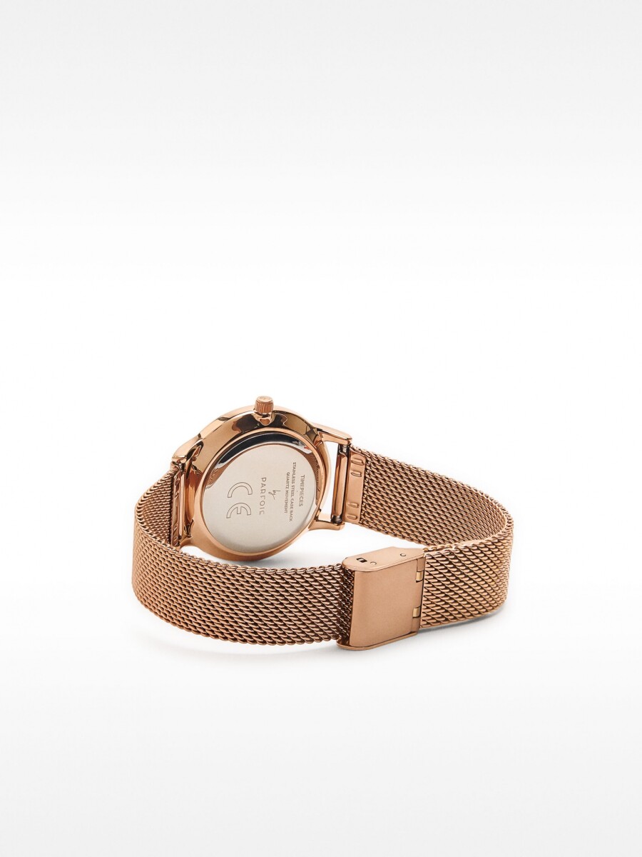 Reloj Pulsera De Malla Metálica De Acero oro-rosa