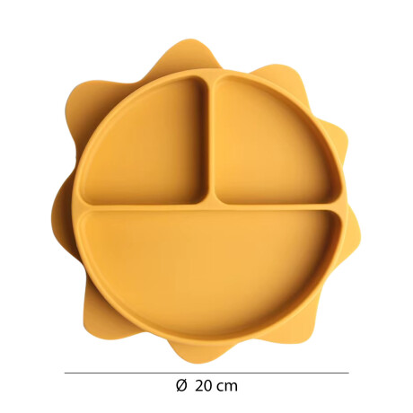 Plato con Separaciones p/ Comida Bebé en Silicona Diseño Sol Mostaza