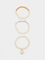 Set De Pulseras Elásticas Con Perlas blanco