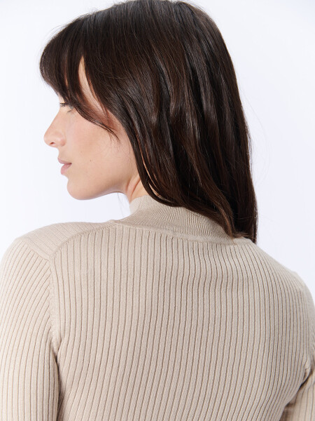 Remera Manga Larga Punto Beige Melange