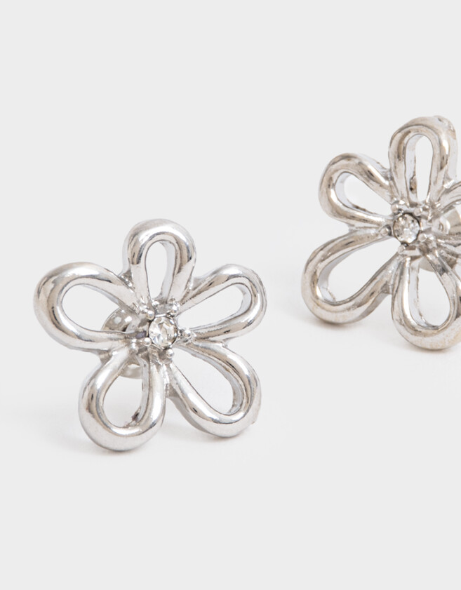 Aros Pasantes Flores Aros Pasantes De Flores - Plateado