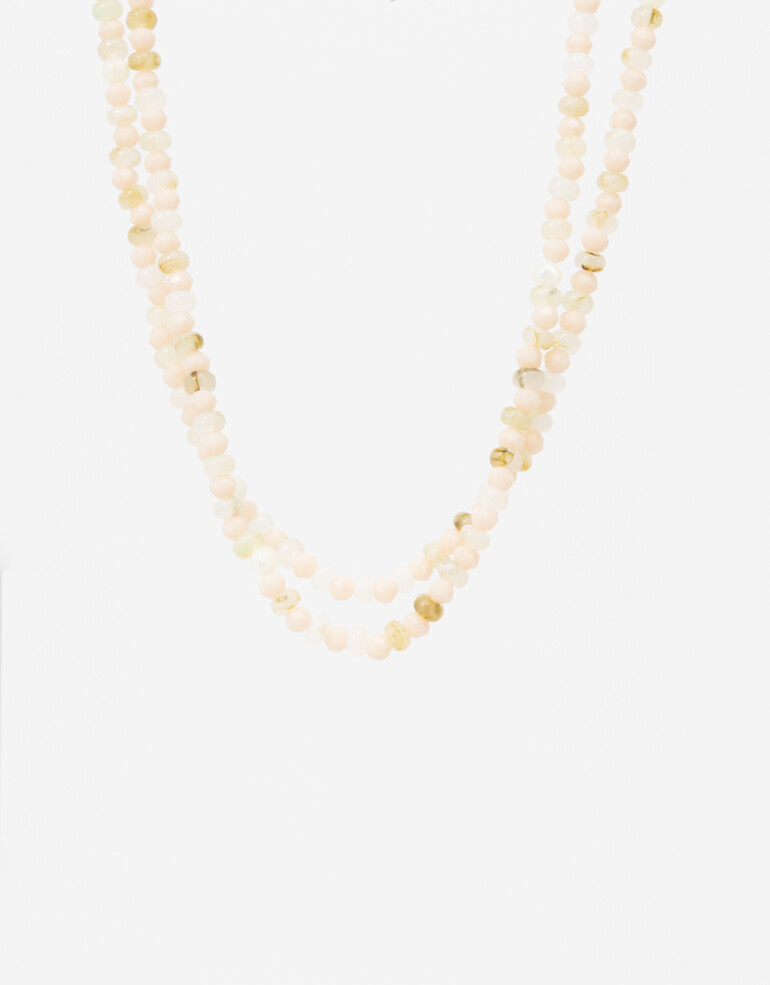 Collares Cortos Perla Collar Corto Doble Con Beads Nacarados. - Dorado