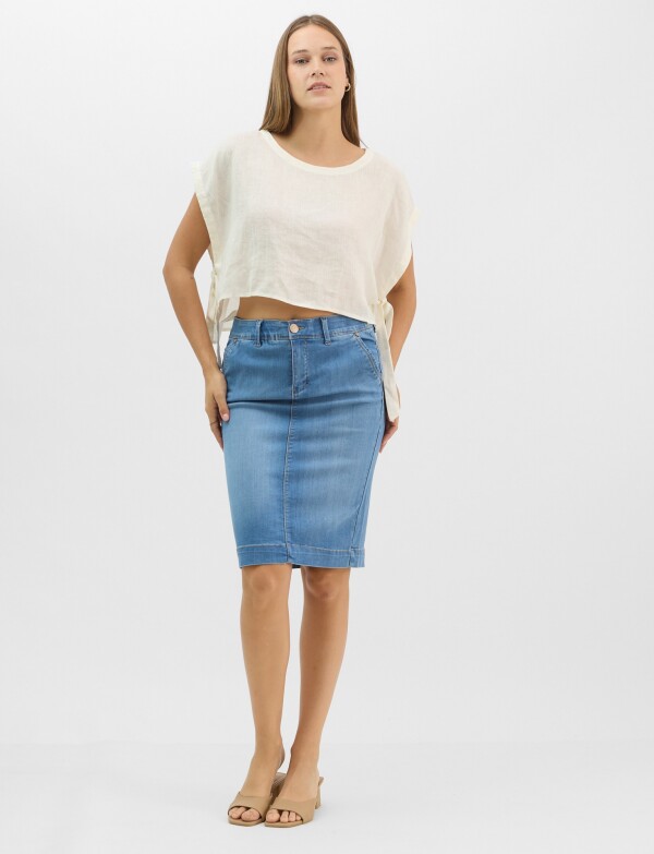 Falda De Denim Tubo A La Rodilla JEAN